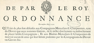 Interdiction du compagnonnage à Montpellier 1730