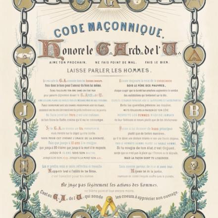 8.	Code maçonnique, lithographie, 2de moitié du 19e s. 