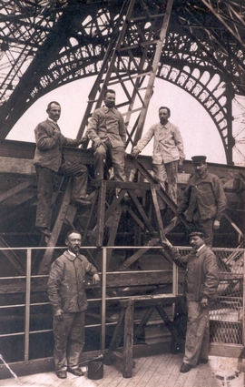 Eugène MILON sur le chantier de la Tour Eiffel