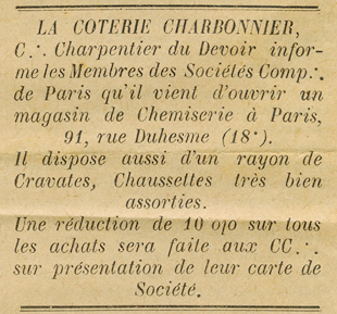 Annonce charpentier et chemisier