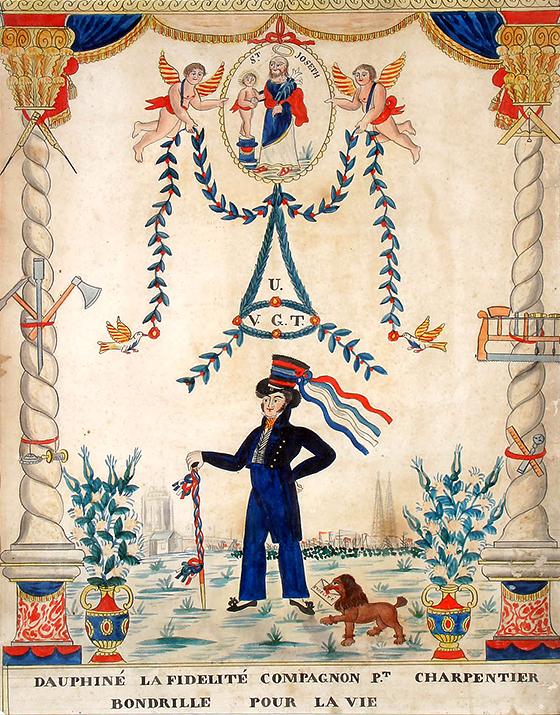 Dauphiné la Fidélité, compagnon passant charpentier, par Leclair (vers 1820)