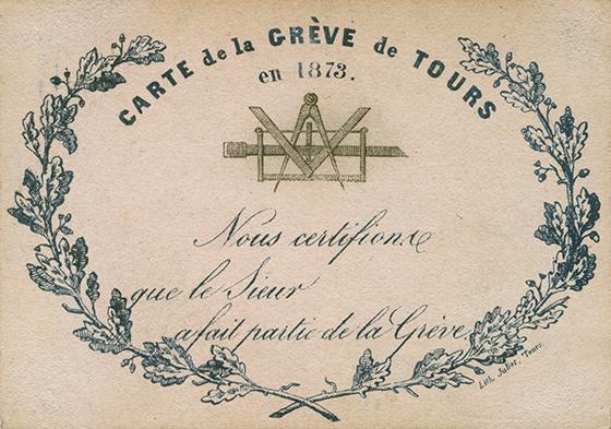 Carte de la grève des compagnons charpentiers de Tours, 1873