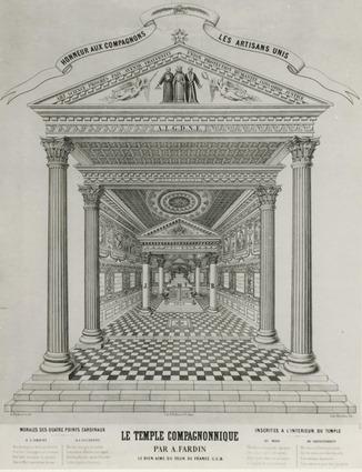 A. FARDIN, Le Temple Compagnonnique, dessin au crayon sur papier