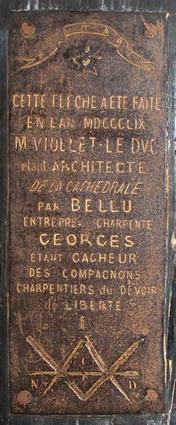 Plaque charpente de Notre-Dame