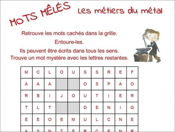 Mots mêlés métiers du métal